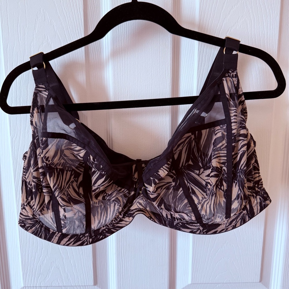 Black and Tan Butterfly Sculptresse Sheer Lace Bra